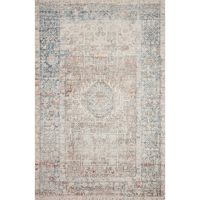 Chris Loves Julia x Loloi Jules Oriental Area Rug in Natural/Ocean